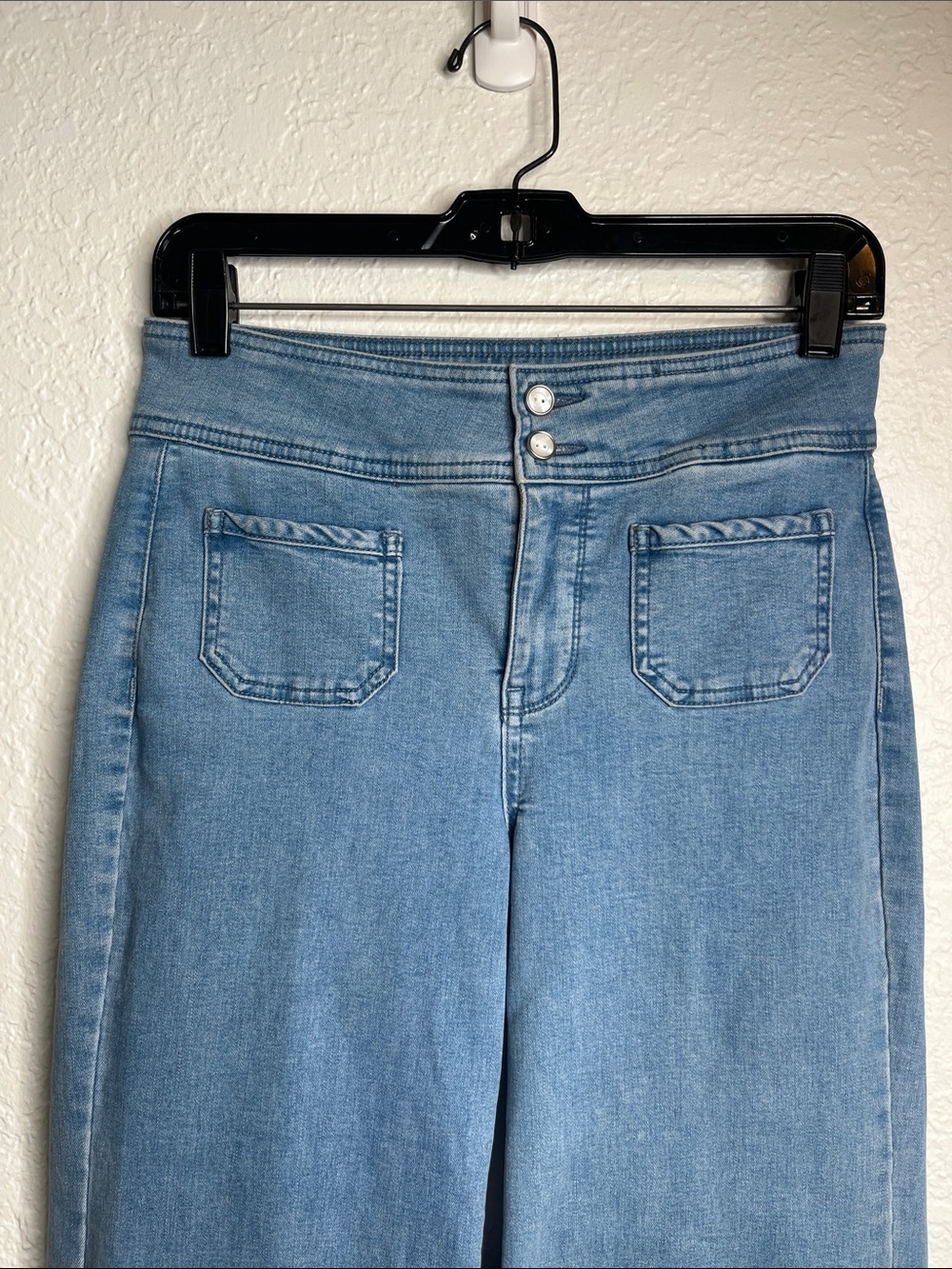 NYDJ Light Wash Wide Leg Front Pocket Denim Jeans Sz 2 - Picture 4 of 7